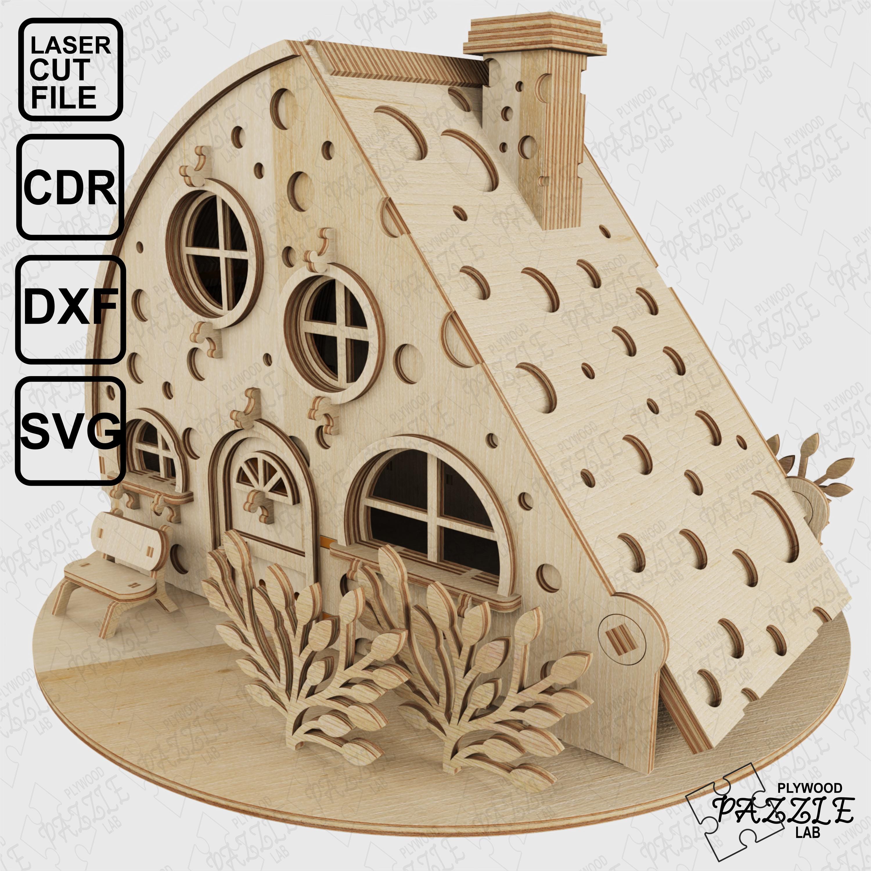 Cheese House Lasser Cut File .cdr, .dxf, .svg, .ai. 3d Puzzle File ...