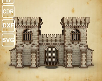 Castle Gate Lasser Cut File .cdr, .dxf, .svg, .ai. 3d puzzle file. Wooden constructor.