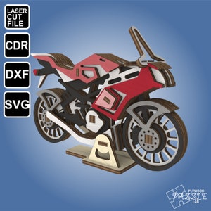 SPORT BIKE. Lasser Cut File .cdr, .dxf, .svg, .ai. 3d puzzle file. Wooden constructor.