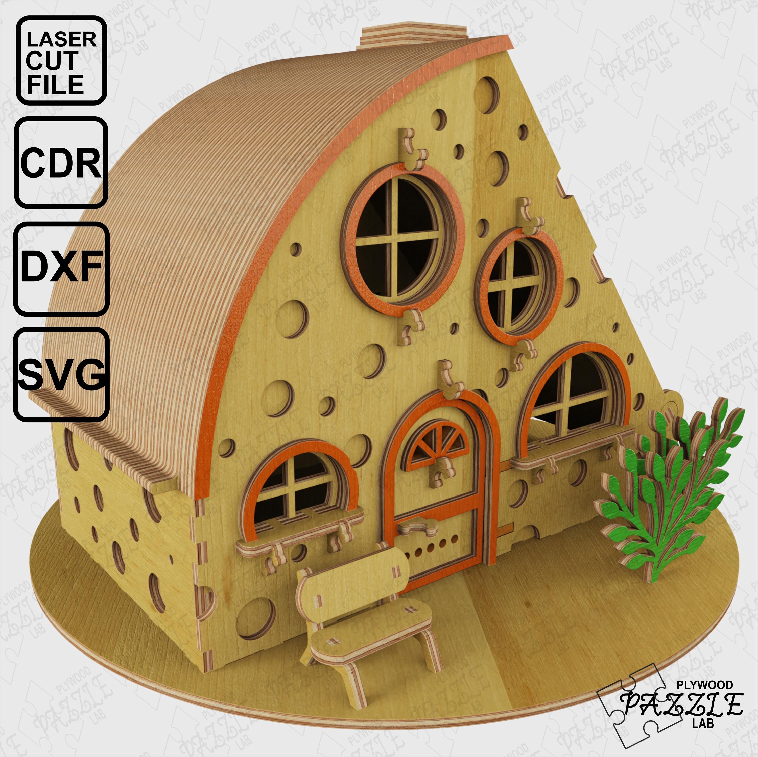 Cheese House Lasser Cut File .cdr, .dxf, .svg, .ai. 3d Puzzle File ...