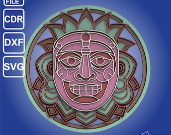 Peruvian style mask | Lasser Cut File Multilayer .cdr, .dxf, .svg, .ai.