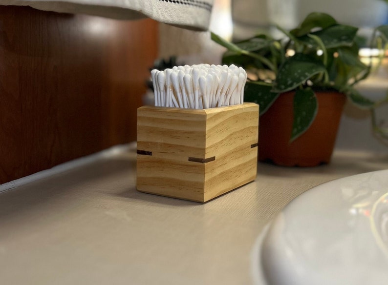 Q-Tip Box / Q-Tip Holder / Handmade Small Box / Bathroom Storage Box / Small Item Holder 画像 7