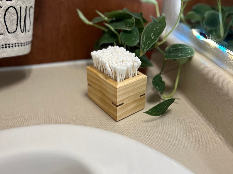 Q-Tip Box / Q-Tip Holder / Handmade Small Box / Bathroom Storage Box / Small Item Holder image 4