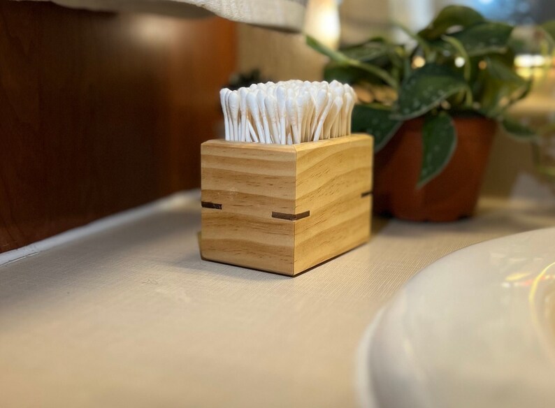 Q-Tip Box / Q-Tip Holder / Handmade Small Box / Bathroom Storage Box / Small Item Holder 画像 3