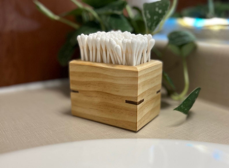 Q-Tip Box / Q-Tip Holder / Handmade Small Box / Bathroom Storage Box / Small Item Holder image 2