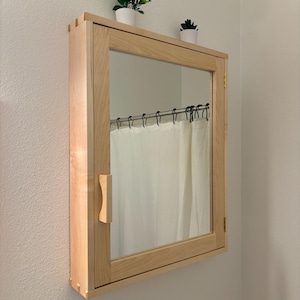 Medicine Cabinet / Solid Maple / Mirrored Door / Handcut Dovetails / Custom Size Available / Hanging Cabinet