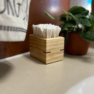 Q-Tip Box / Q-Tip Holder / Handmade Small Box / Bathroom Storage Box / Small Item Holder 画像 1