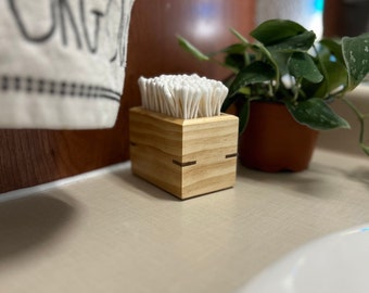 Scatola per Q-Tip / Porta Q-Tip / Piccola scatola fatta a mano / Scatola portaoggetti per il bagno / Portaoggetti per piccoli oggetti