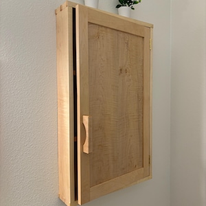 Medicine Cabinet / Solid Maple / Handcut Dovetails / Custom Size Available / Hanging Cabinet