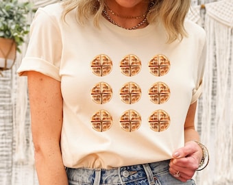 Waffle TShirt, Food Shirt, Watercolor, Breakfast Shirt, Graphic Tees, Garment Dyed, Simple, Modern