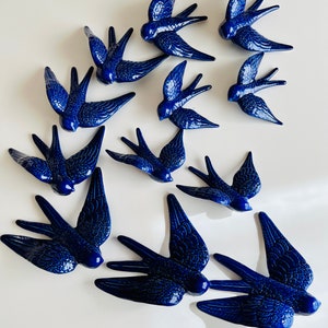 Cobalt Blue Ceramic Swallows made in Portugal. Glazed Portuguese ceramics. Wall decoration. Sign of joy and happiness.