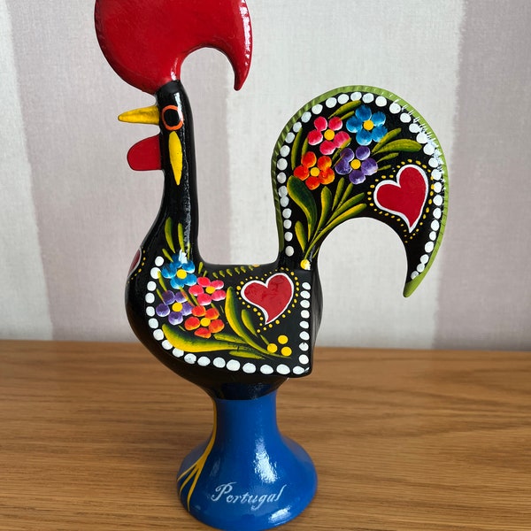 Coq de Barcelos Portugais XL. Coq porte-bonheur. Fabriquée en fer et peinte à la main avec des couleurs vives. décoration vintage. Symbole du Portugal.