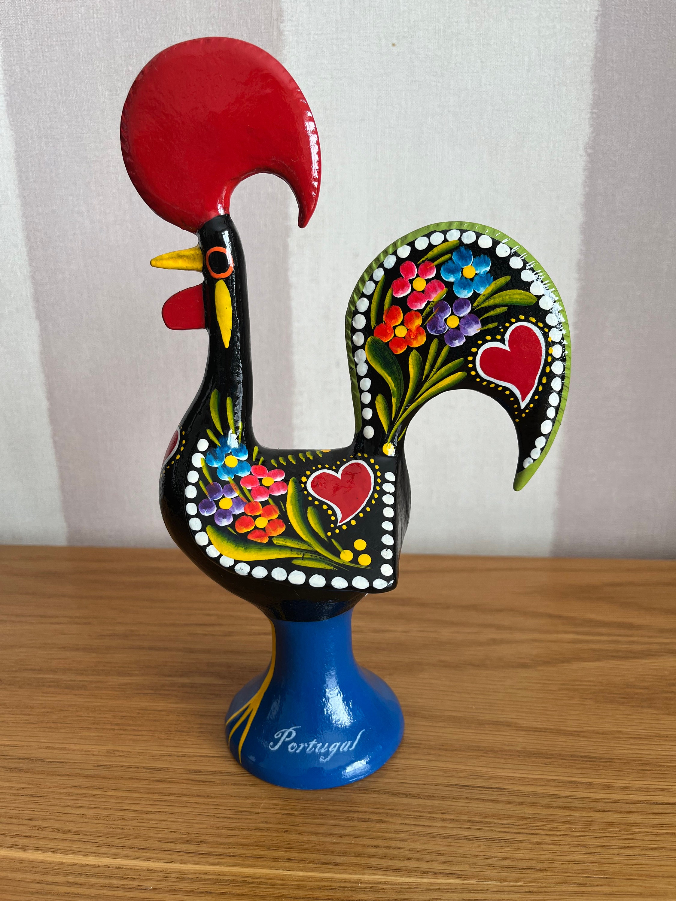XL Hand-painted Barcelos Rooster, Portuguese Good Luck Symbol