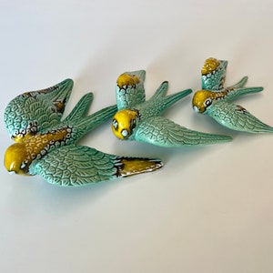 Portuguese Green Water Swallows, Ceramics from Portugal. Hand painted ceramic swallows. Glazed. Keramik Portugal. Available in 3 sizes: