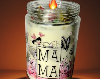 Botanical candle Mason Jar handmade candle dried flowers candle gift for sister