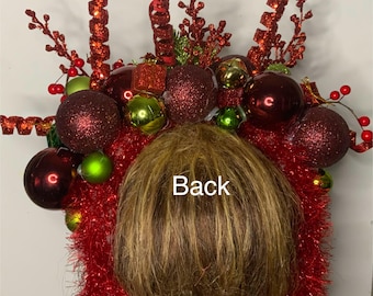 Handmade Christmas Ornament Headband • Holiday Baubles • Festive Xmas Tree Crown Tree-mendous Bottle Brush Tree Headband DIY – main image 3