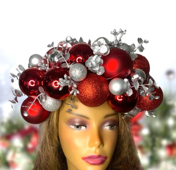 Handmade Christmas Ornament Crown: Holiday Party Headband - Etsy display picture 1