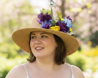 Hand Painted Wildflower Straw Hat | Wildflower | Flowers  display picture 1