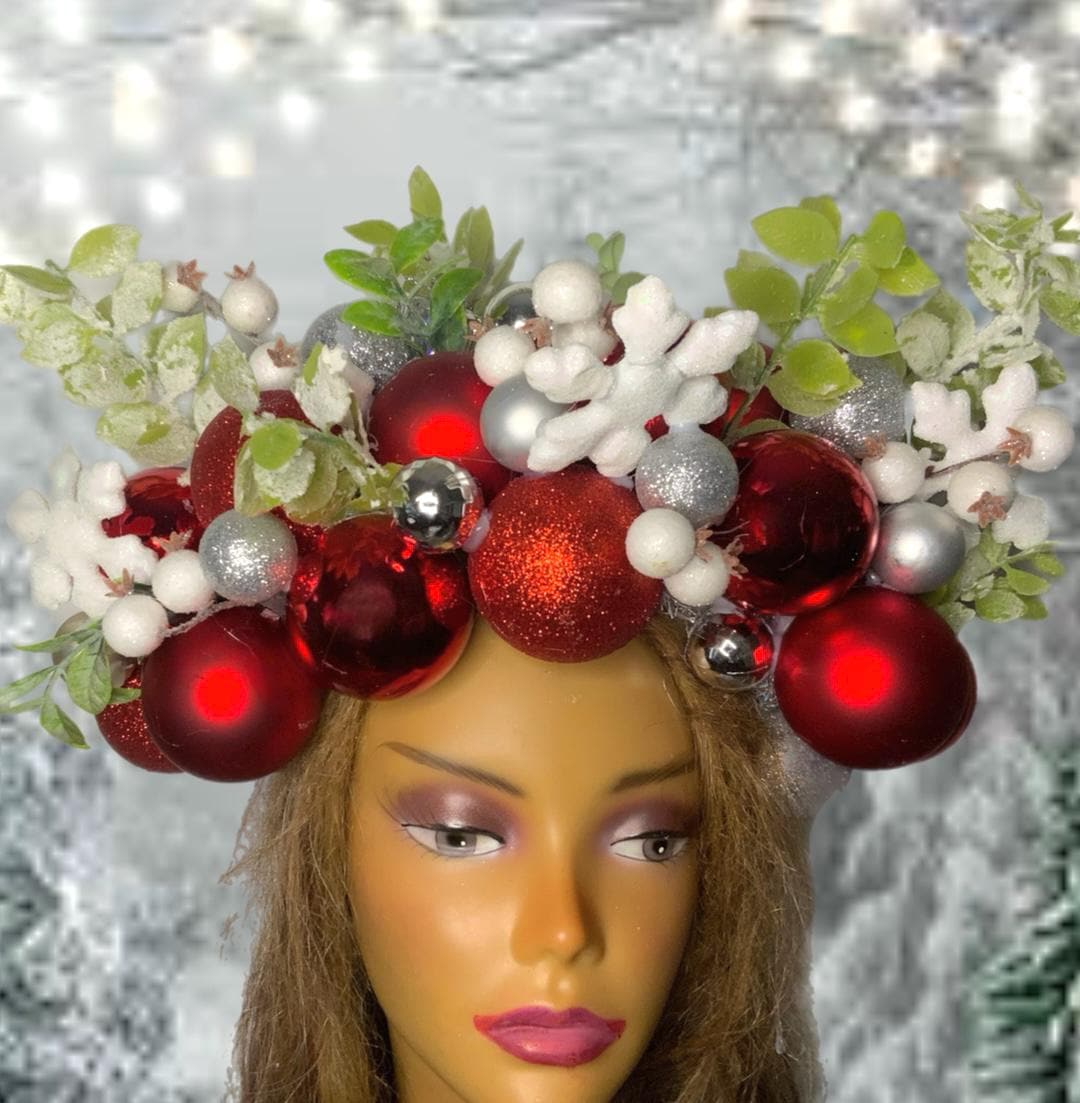 Handmade Christmas Ornament Crown: Holiday Party Headband - Etsy display picture 3