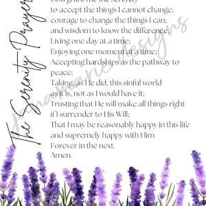 The Serenity Prayer Printable, AA prayer, Christian prayer