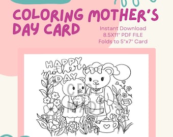 Mother's Day Printable Colouring Card Printable Greeting Card Download ...