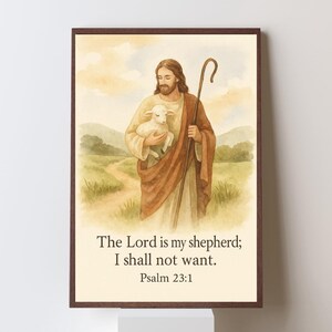 Printable Watercolor Jesus Wall Art - Christian Home Decor Print | Peaceful Religious Digital Download