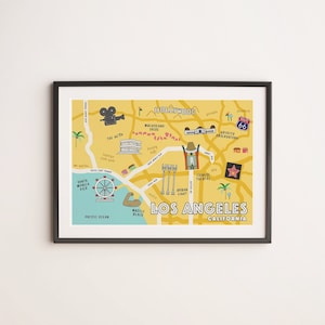 Los Angeles Karte | Illustrierte Landkarte von LA | LA Plakat
