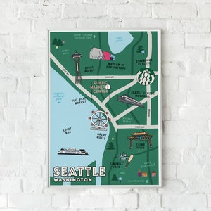 Mapa de Seattle | Mapa ilustrado de Seattle | Pôster de Seattle