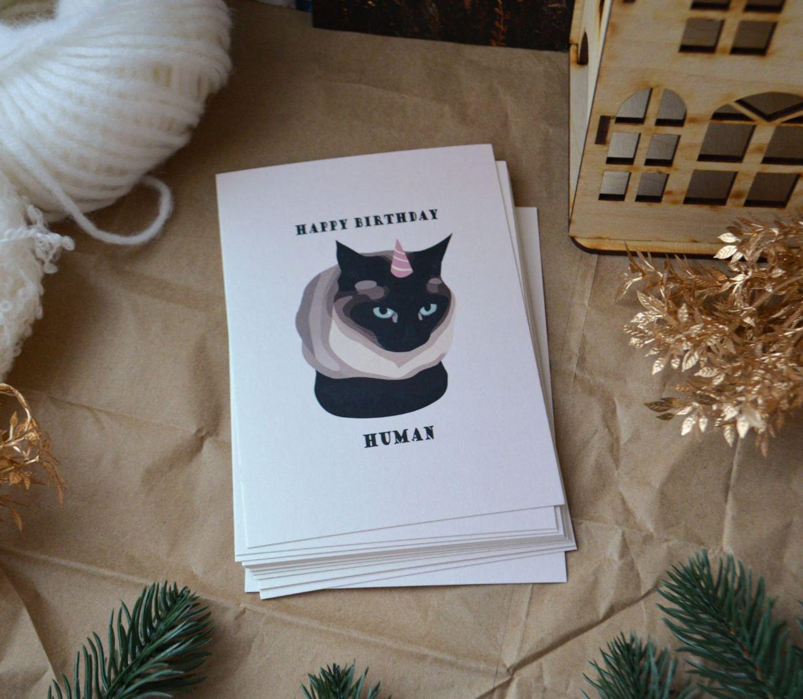 : bhiosng happy birthday card for cat lover, funny... Funny Cat Birthday Card A6 Digital Download Siamese Cat Printable ...
