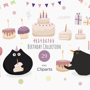 Alles Gute zum Geburtstag SVG Niedliche Clip Art Geburtstag PNG Bundle Festliche Illustrationen Feier Party Grafiken