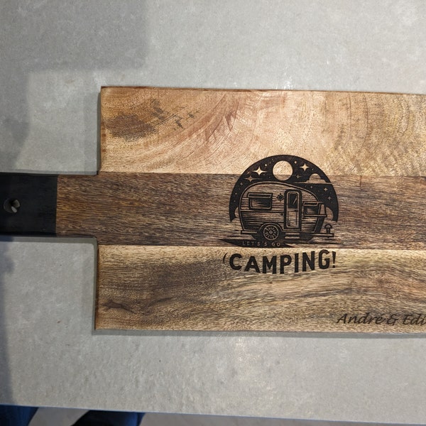 Gepersonaliseerde snijplank | serveerplank "Let's go camping"