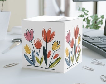 Sticky Note Cube - tulips lovers - teachers day