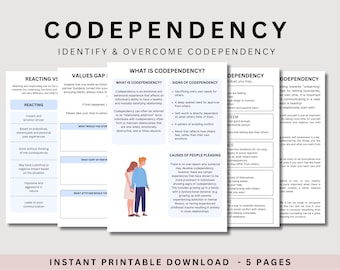 Codependency Worksheets to Build Confidence, Independence, Self Esteem Therapy Work, Boundary Setting Workbook, Healthy Relationships