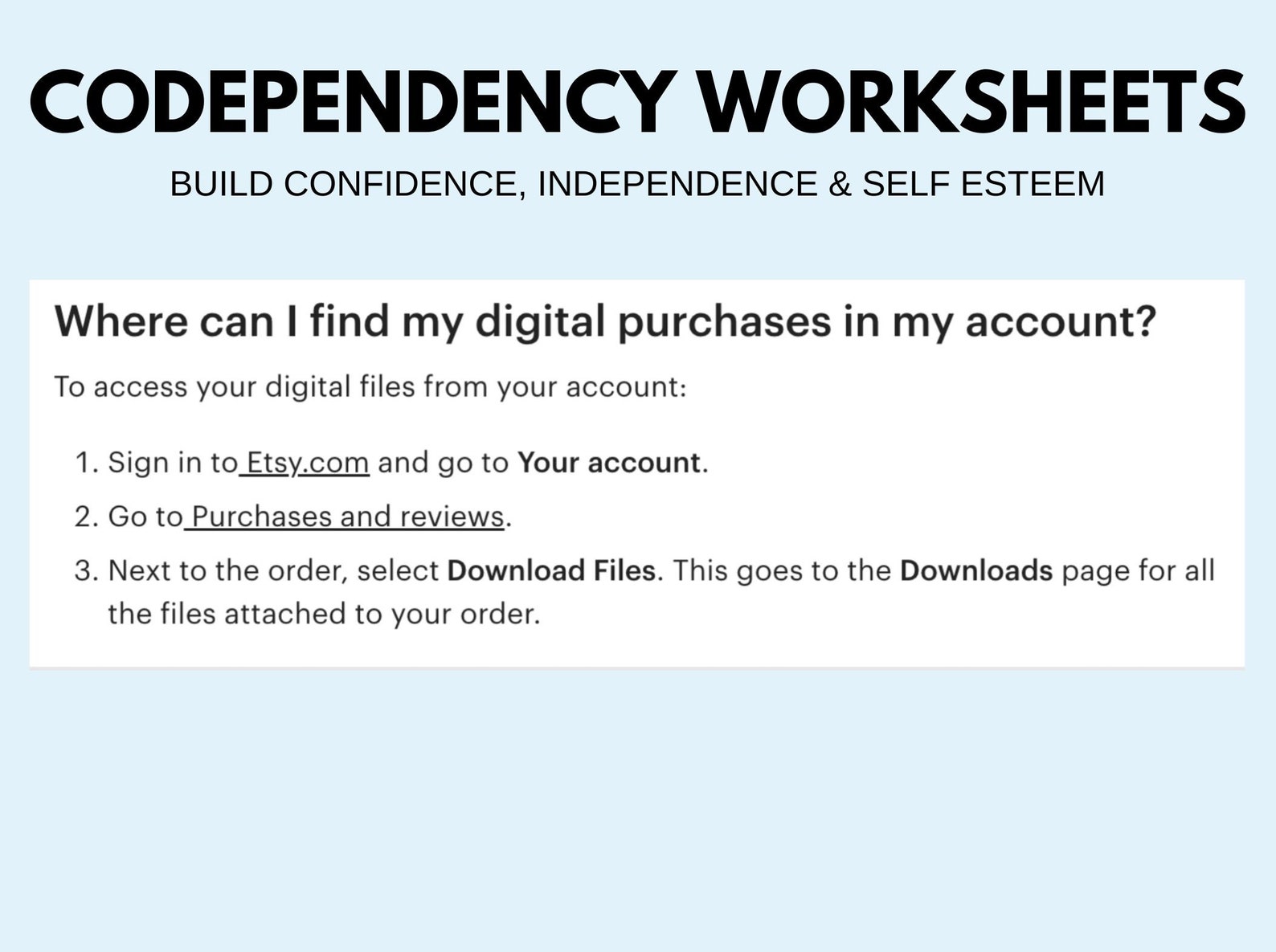 Codependency Worksheets to Build Confidence and Independence, Self ...
