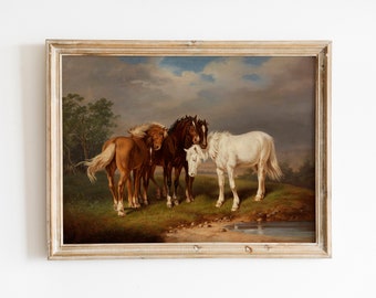 Vintage Horse Print, Horse Painting, Drawing Printable, Artwork For Walls, Downloadable Art Prints, Farmhouse Wall Decor Printable