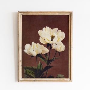 Printable Vintage Flowers Painting, Moody Flowers, Dark Academia Botanical Wall Art, Flowers Digital Download