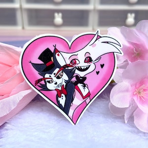 Sticker coeur Husk Angel Dust - Sticker imperméable kawaii rose brillant