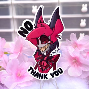 Sticker démon radio Alastor non merci - sticker brillant imperméable kawaii mignon pastel pour ordinateur portable Ace Asexual