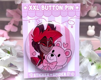 Insignia de botón Alastor osito de peluche rosa - XXL kawaii lindo botón pastel decoración estilo bolso ita