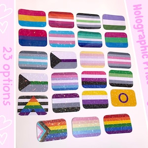 Drapeaux holographiques de la fierté - LGBTQ + mignon esthétique pastel LGBTQ amour égalité queer drapeau csd genre arc-en-ciel pour ordinateur portable sticker vinyle