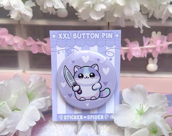 Pin de cuchillo, insignia, botón, gato, gatos - XXL kawaii pastel lindo estilo decoración bolso ita
