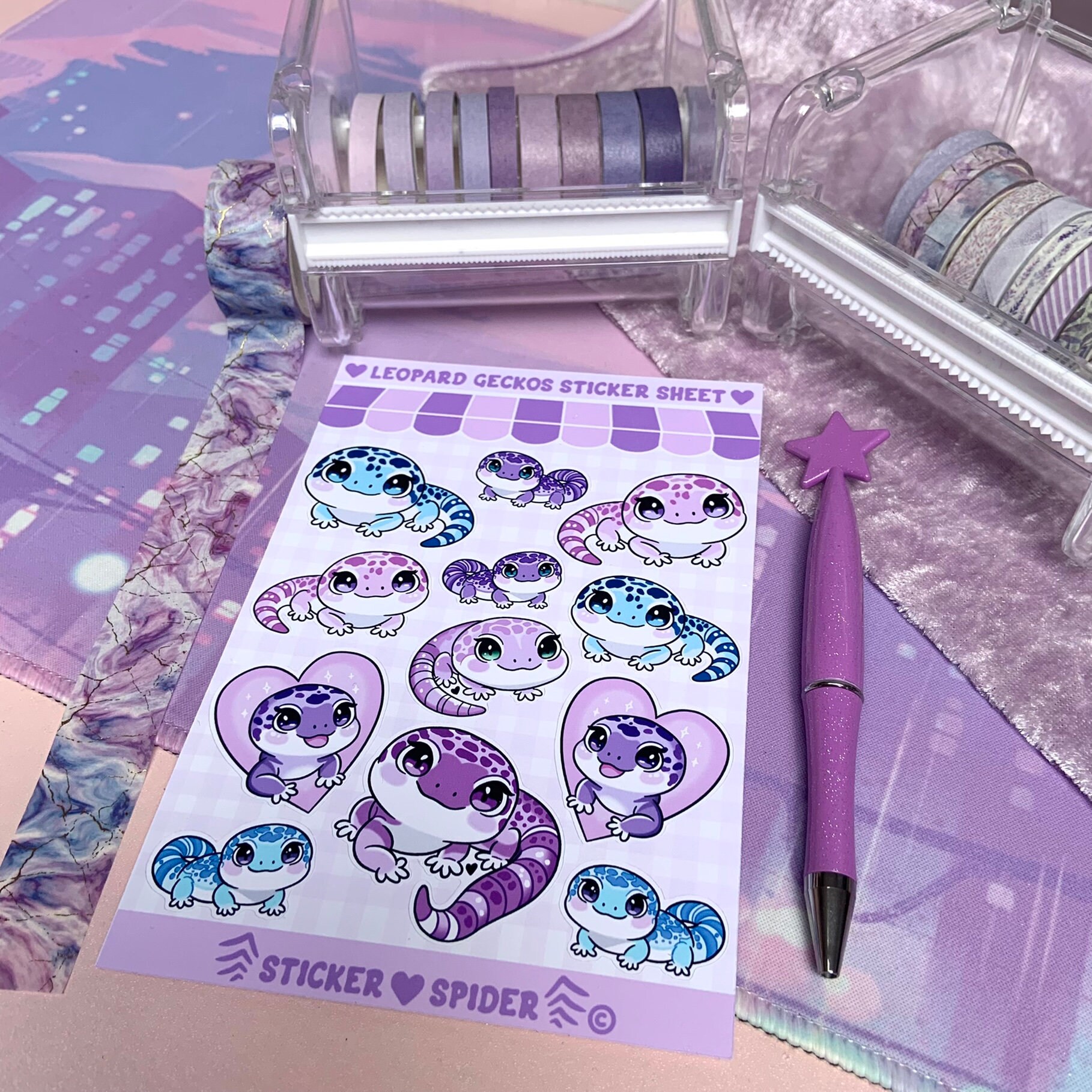 Sticker Sheet Leopard Gecko Kawaii Cute Aesthetic Pastel Stationery ...