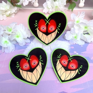 Sticker vinyle Alastor Radio Demon coeur - Sticker imperméable brillant kawaii cute laptop lvl up expo
