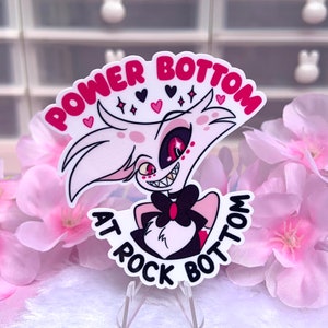 Sticker Angel Dust Power Bottom - Sticker kawaii brillant, imperméable et brillant pour ordinateur portable