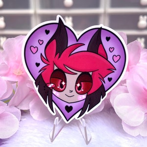 Sticker coeur Alastor - Sticker kawaii brillant imperméable à l'eau