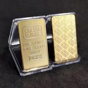 2025 - 1 once d&#39;or en lingots - Credit Suisse - lingot commémoratif plaqué or 24 carats