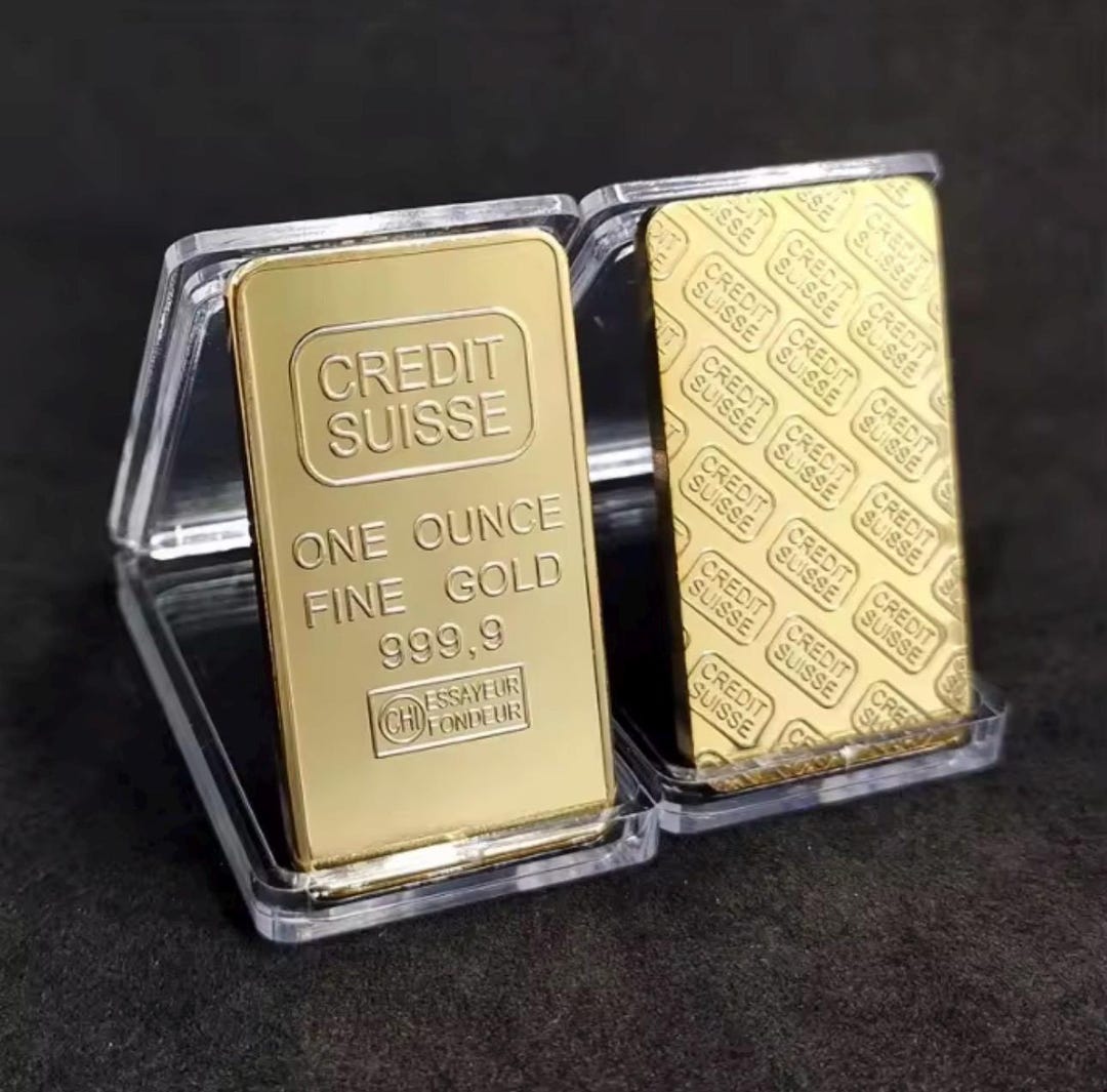 Credit Suisse 1 Oz Gold Plated Bar - 24k - Reprodution - Etsy