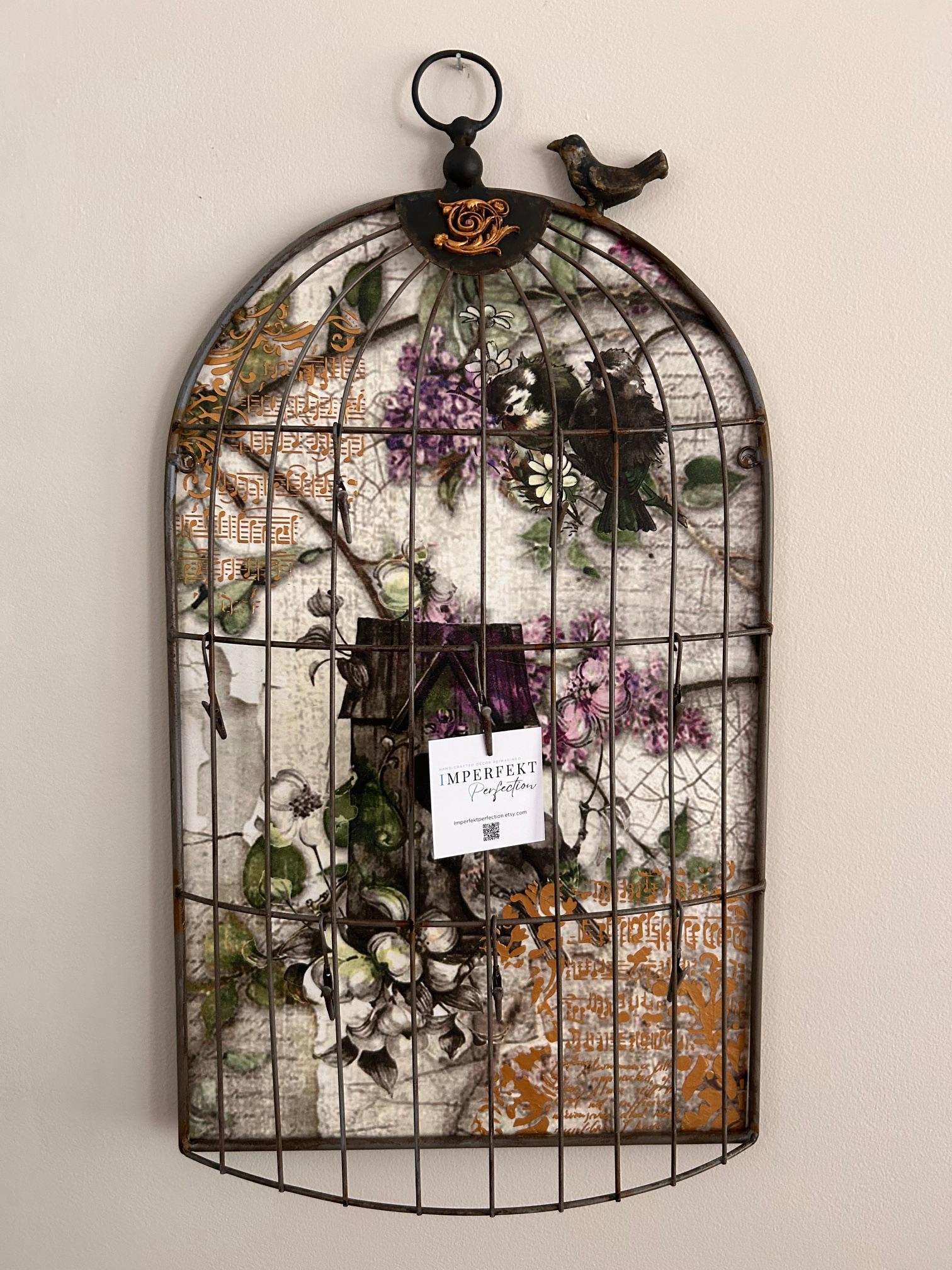Birdcage Wall Art W/note Clips - Etsy