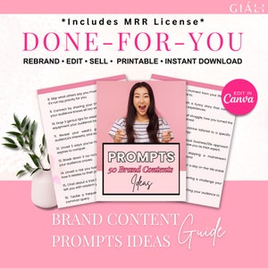 50 Caption Prompts with Master Resell Rights, Brand Story Content Ideas, Social Media Posts, Lead Magnet Instagram Planning, Passive Income