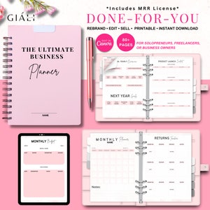 Ultimate Business Planner Bundle | Small Business Planner, Canva Templates & Resell Rights, Passive Income, Printable Planner, Business Plan